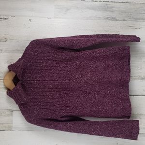 Charter Club variegated plum wool blend zip up sweater Size Small petite